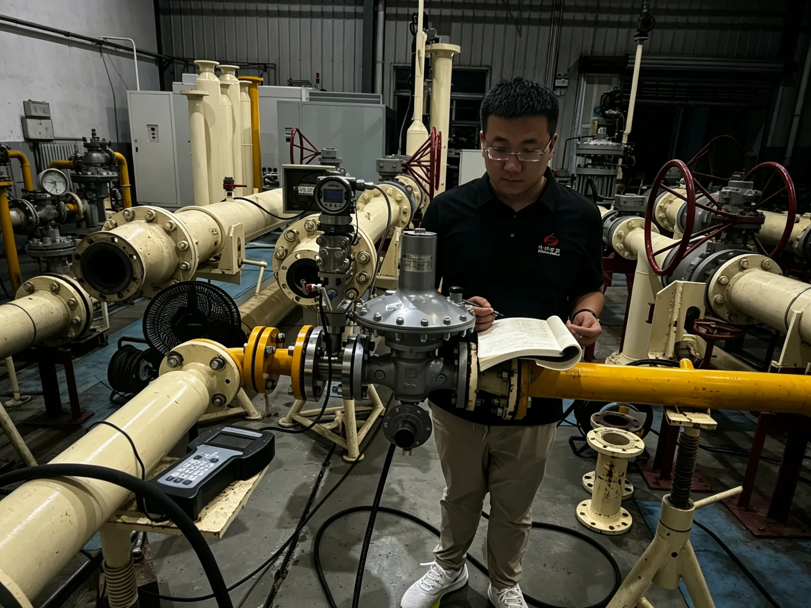 平衡流量计安装在城市燃气调压设备上的现场照片